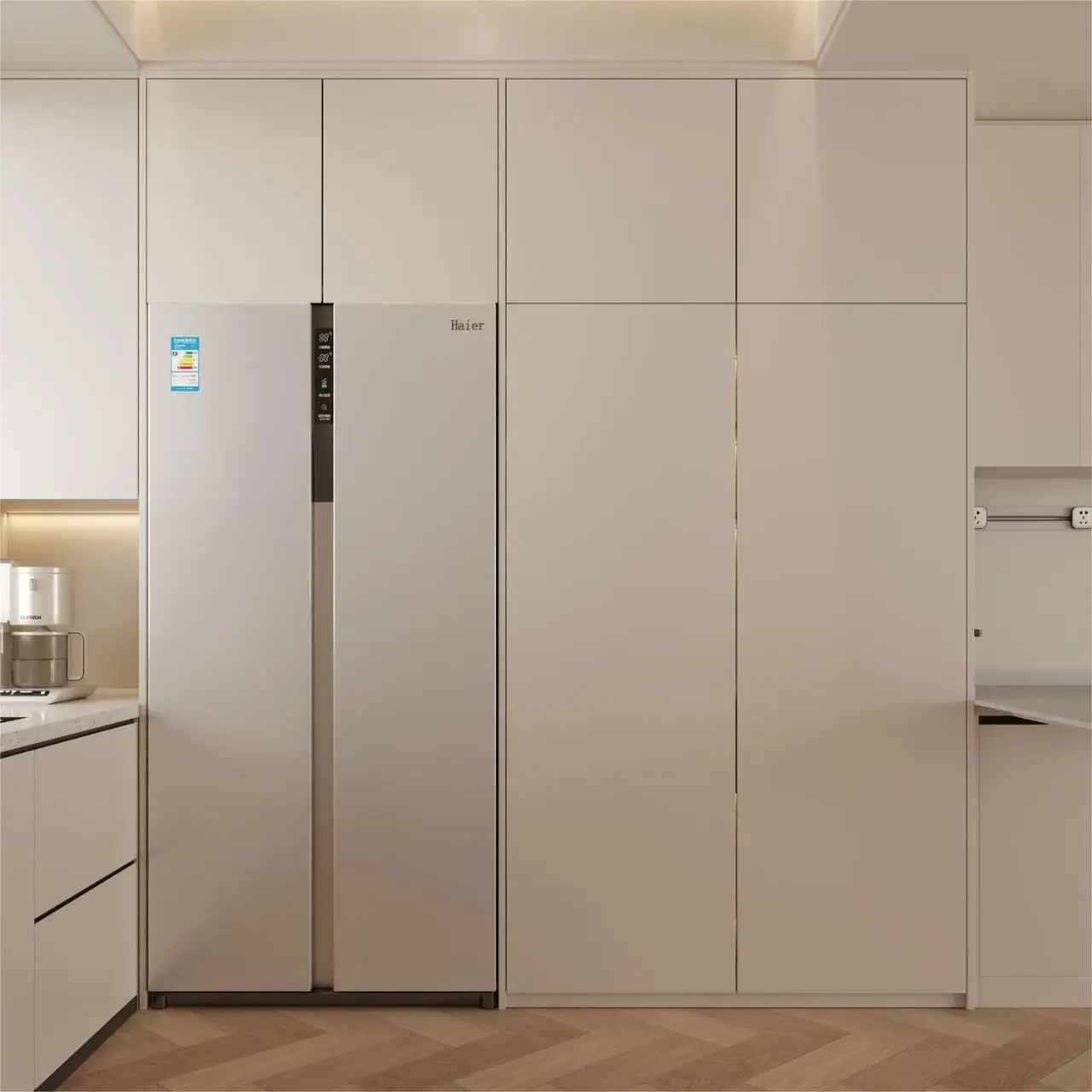 European-Style Luxury Modern Kitchen Wall Cabinet with Drawer Basket Stainless Carcase and PVC Door Finish Kitchen Cupboard