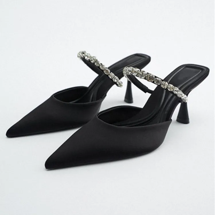 Роскошные женские туфли на высоком каблуке с острым носком сандалии модные вечерние туфли-лодочки шпильке со стразами