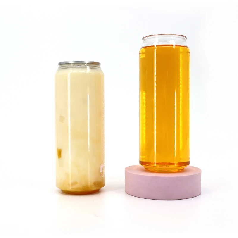 Wholesale 375ml 500ml Plastic PET Can with Easy To Open Pull Ring Juice Drink Bottle Can Customized Logo Plastic Beverage Bottle