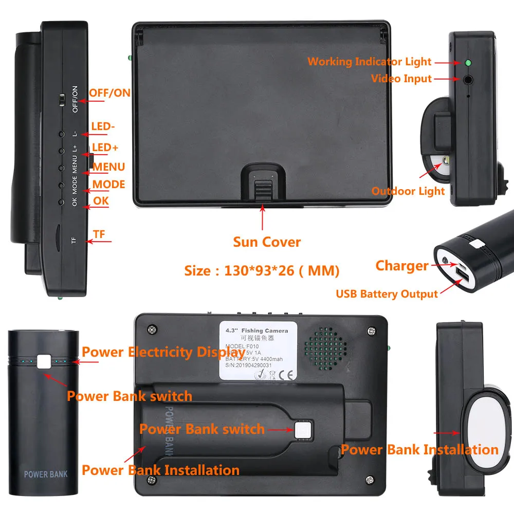 4.3 Inch DVR Video recording Handheld Industrial Pipe Inspection Video Camera 512Hz Auto balance Drain Sewer Pipeline Endoscope