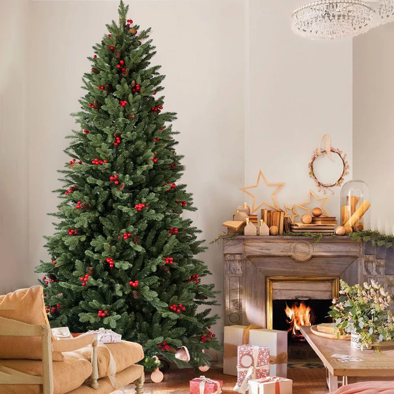 Wholesale Hot Selling Giant Christmas Tree With Pine Cones & Red Fruit Family Christmas Party Decor Christmas Tree