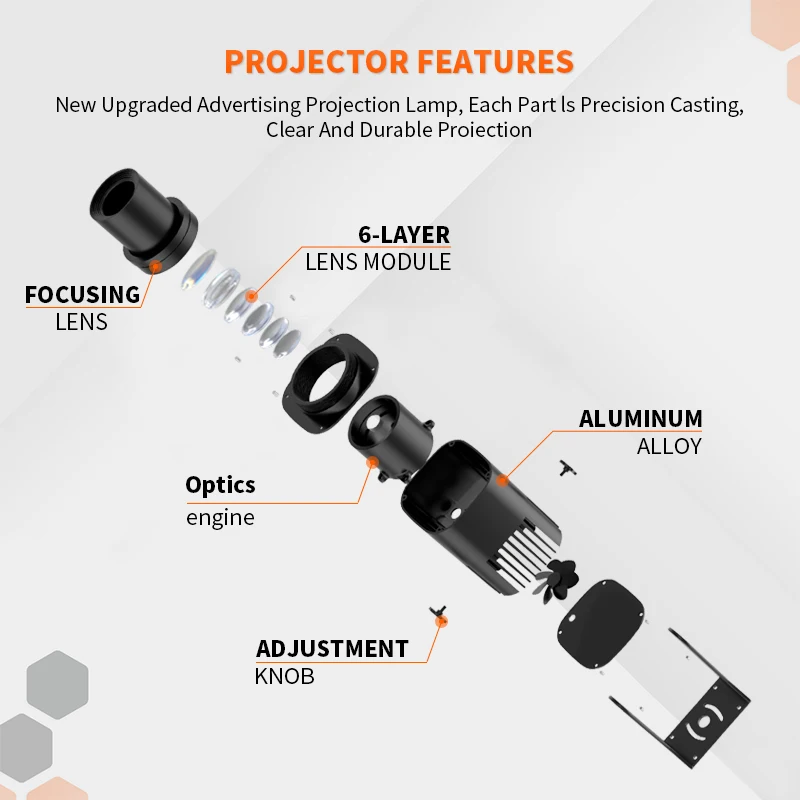MOQ 1-35w-100w Waterproof Outdoor LED Advertising Light Gobo Logo Lens Projector IP67 HD Rotating Laser Logos ROHS Certified