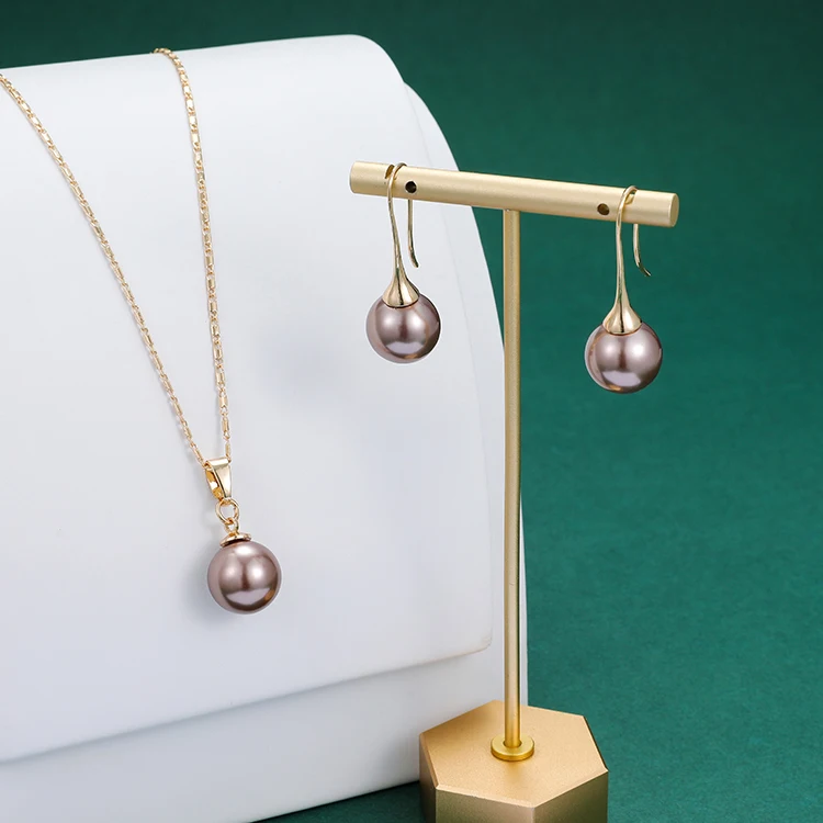 Simple Pearl Pendant Samoa Gold Filled Necklace 18k Yellow Gold Jewelry Set Hawaii Jewelry Set Wholesale