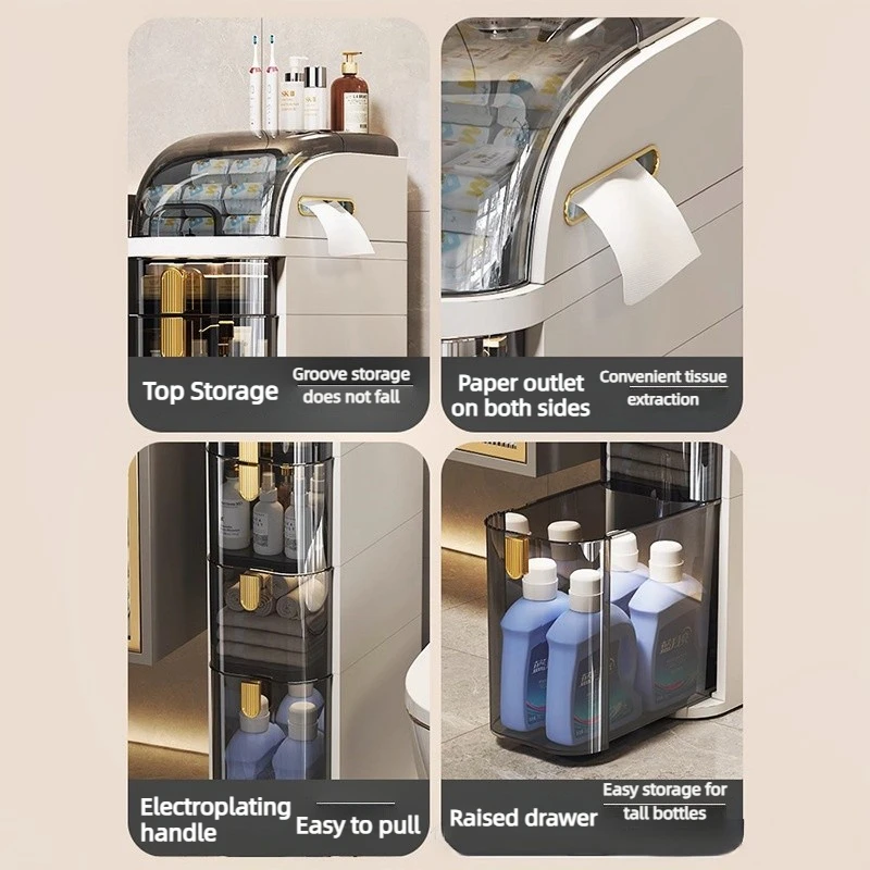 Kitchen Bathroom Supplies Storage 2/3/4 tiers Drawers Narrow Sliding PP Waterproof Storage Cabinet
