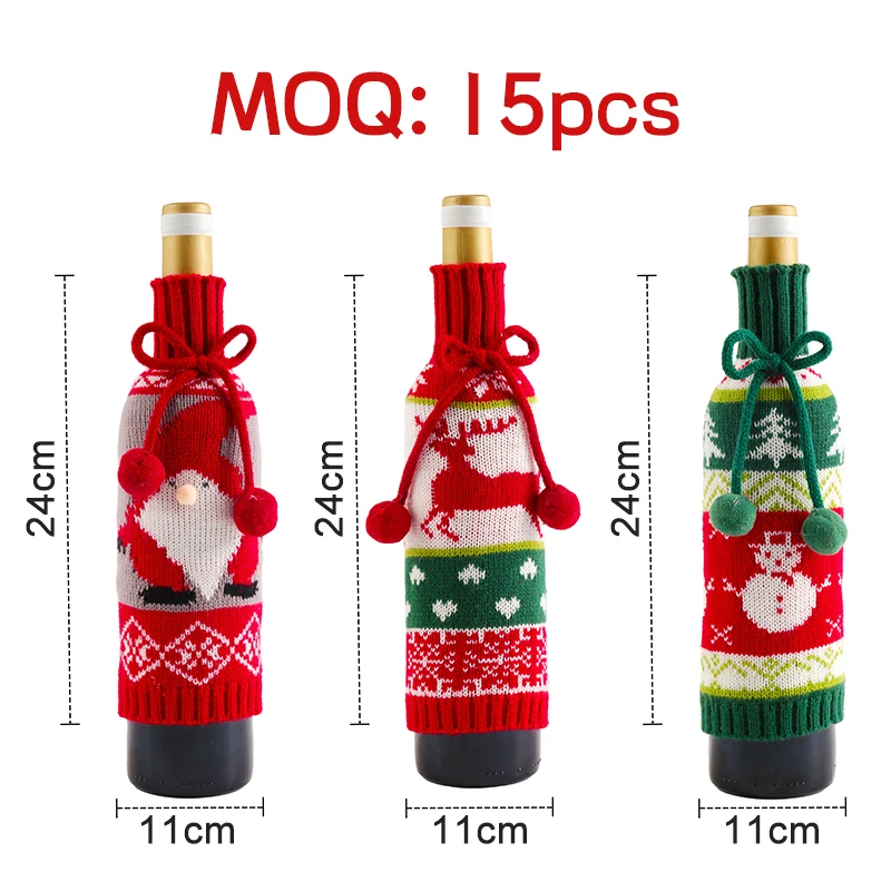 2022 New creative Christmas decoration Christmas gift knitted wool red wine bottle bag