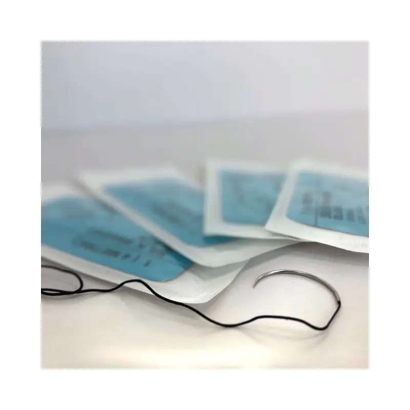 
Manufacturer direct supply Non absorbable natural silk braided suture Braided Silk black 75cm with needle 
