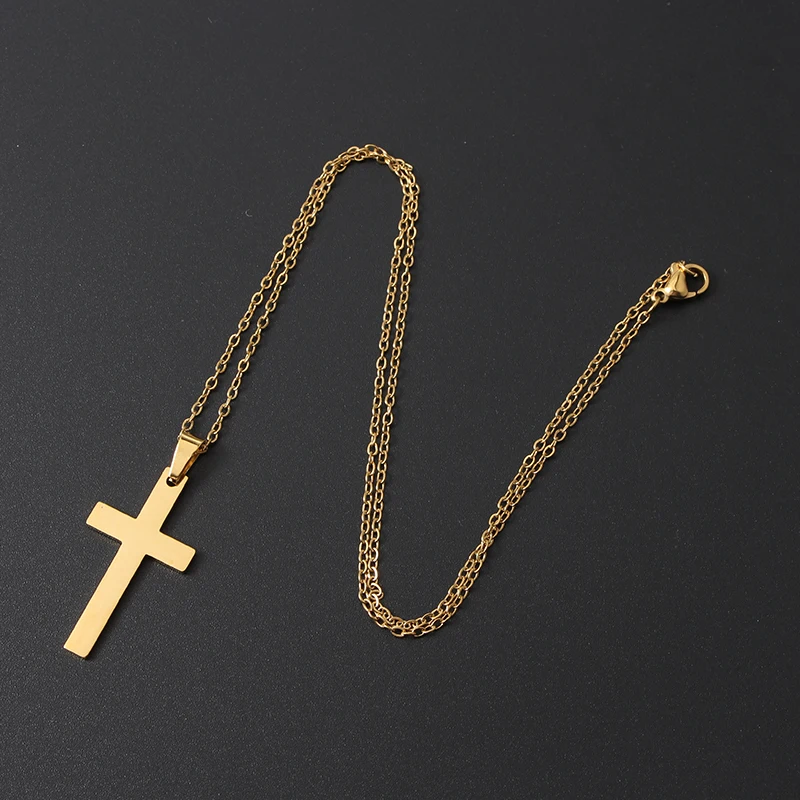 New Factory Fashion Gold Plated Stainless Steel Jewelry Men Women Cross Pendant Necklace