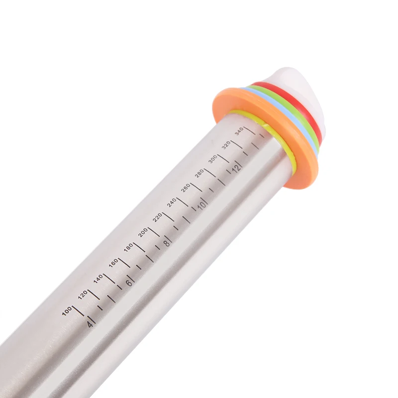 Non-Stick Stainless Steel Baking Rolling Pin With 4 Adjust thickness Rings
