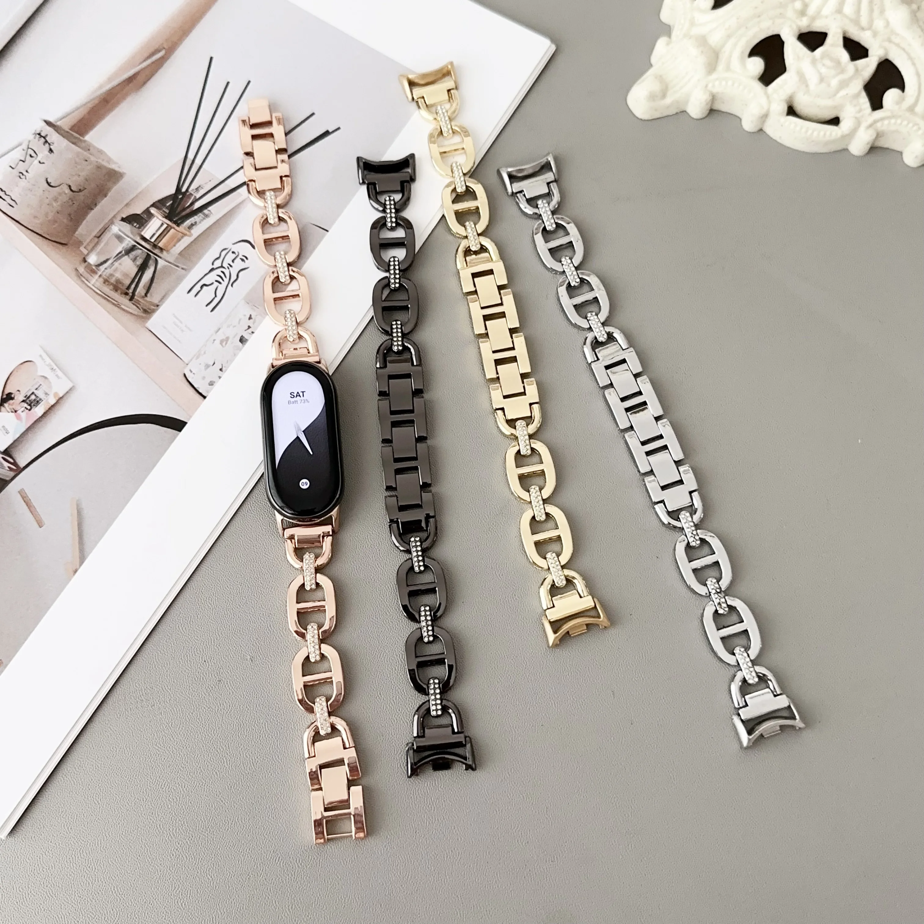 for xiaomi mi band 8 strap metal with diamond watch band for xiaomi band 8