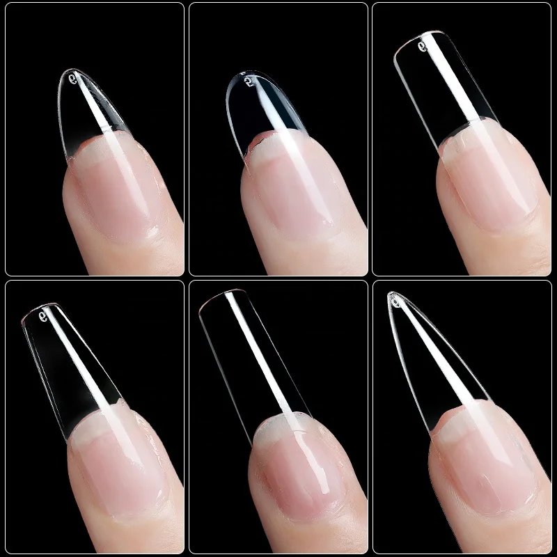 Boxed Transparent 240pcs/Box False Ballerina Long Clear Nails Tips ABS Full Cover Manicure False Nails
