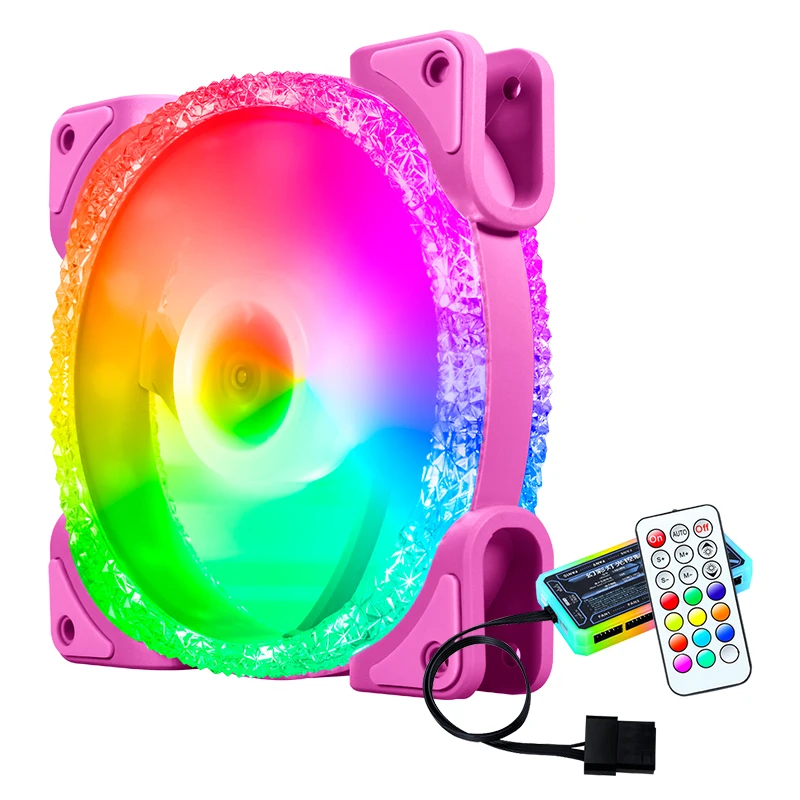 New Design Customized Logo 120mm PC Cooling Fan Computer CPU Cooler Fan Low Noise With Diamond Light