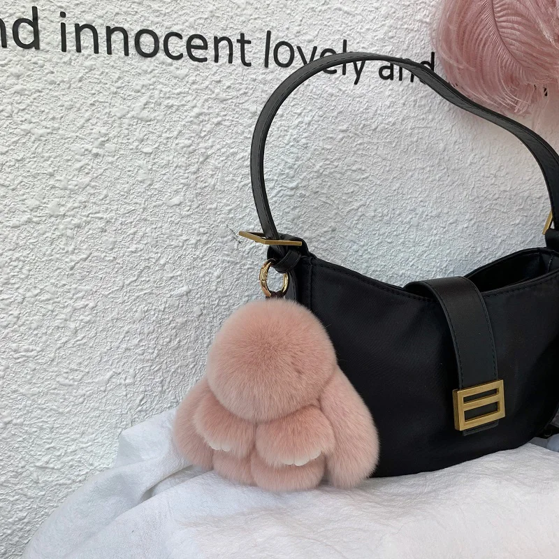 High Quality Lovely Animal Key Chains Cute Plush Bunny Fur Keychain