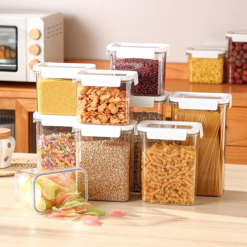 Free Combination Food Sealed Plastic Jar Set Kitchen Pantry Container Dry Seal Pot