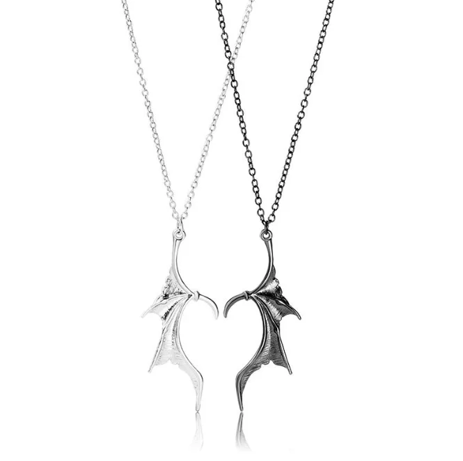 Gothic Devil Wings Necklace Retro Punk Batheart Alloy Pendant Couple Necklace