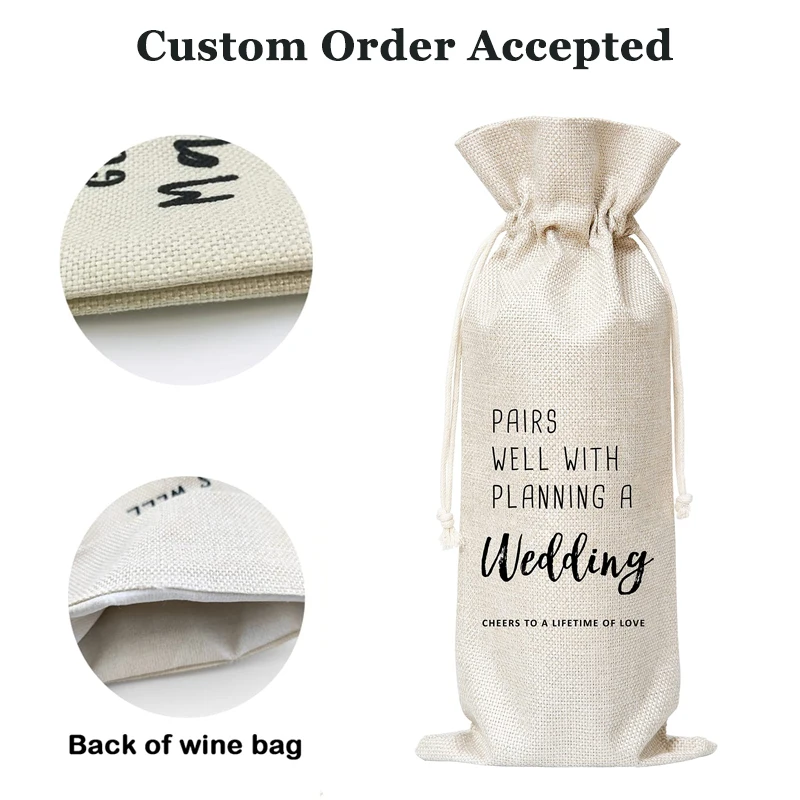 Hot Sale Cheap Linen Burlap Jute Sack Drawstring Wine Gift Bag Wine Bottle Bag Burlap Wine Gift Bags