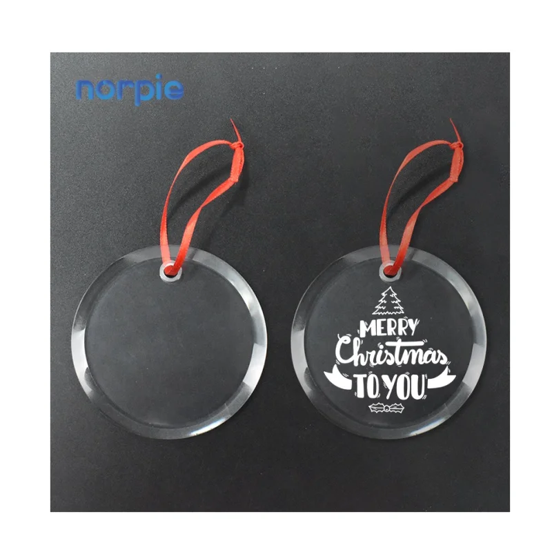 Customized Clear sublimation blank Crystal Glass Christmas Ornaments