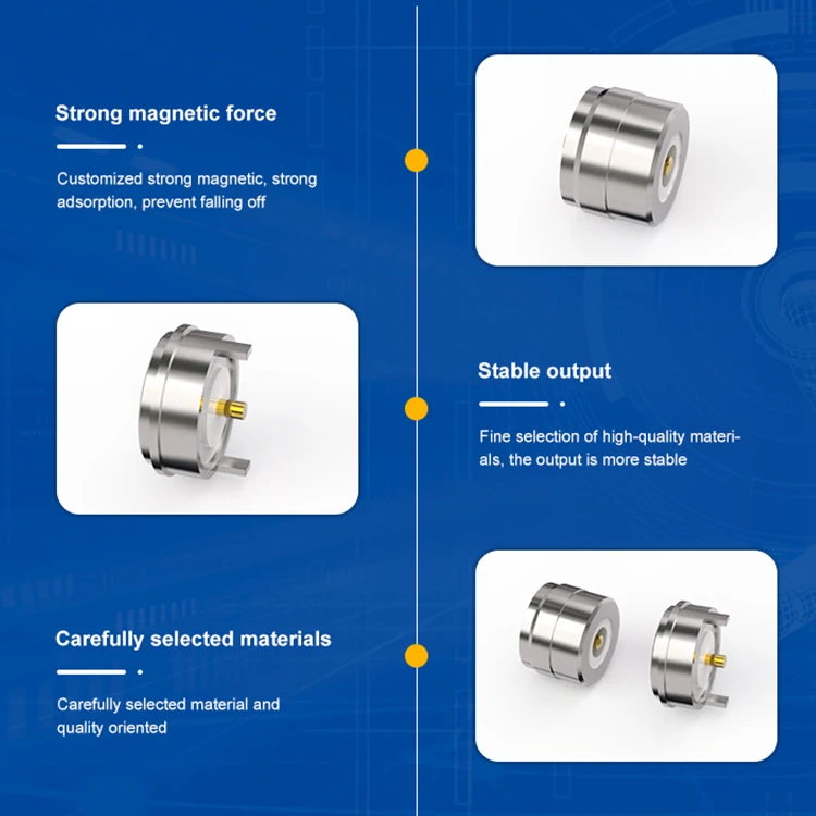 Factory Direct Waterproof Male Female Spring Loaded Connector 2 Pin Magnetic Connector Rounded