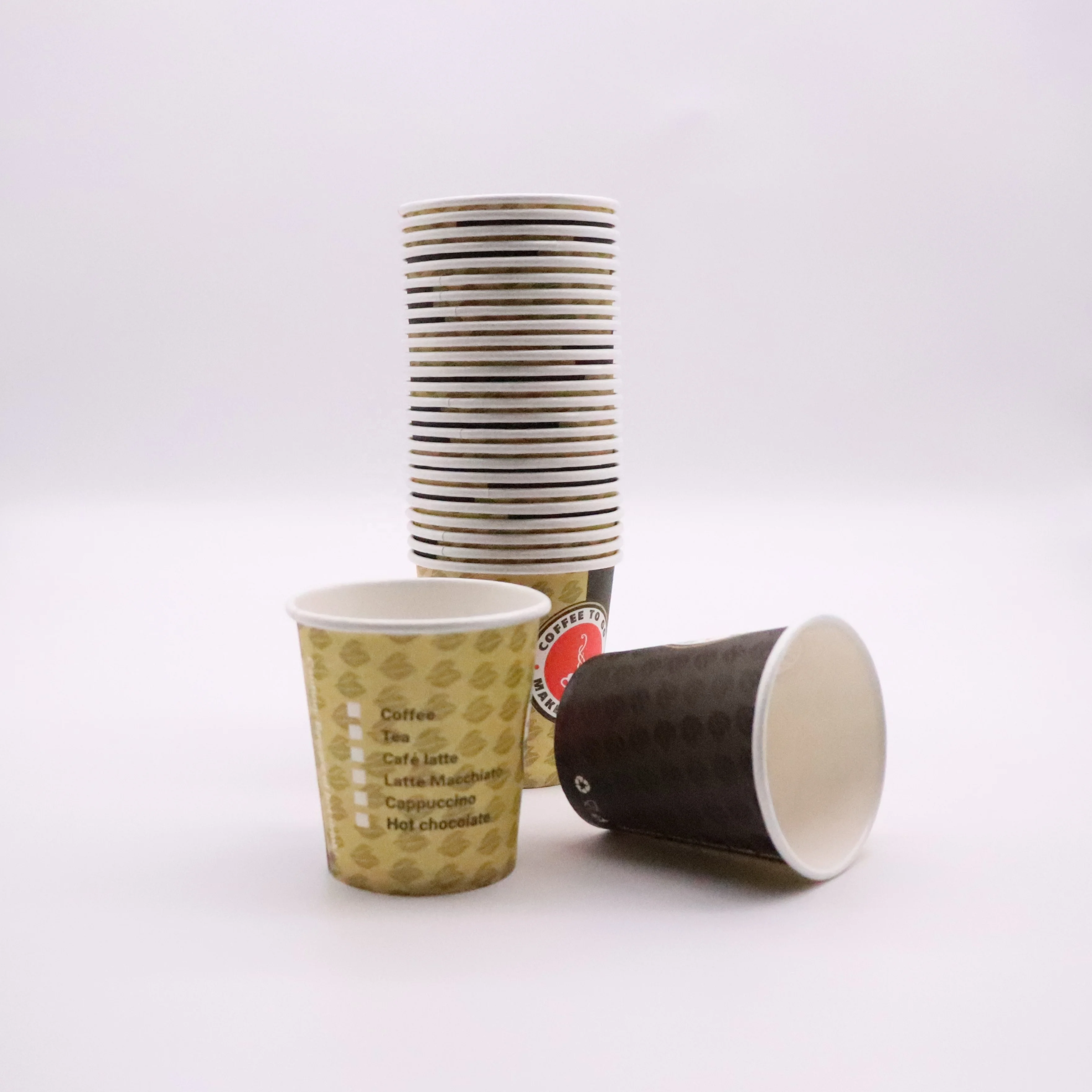 Customized Printed LOGO Eco Friendly Brown Kraft Disposable Paper Coffee Cup