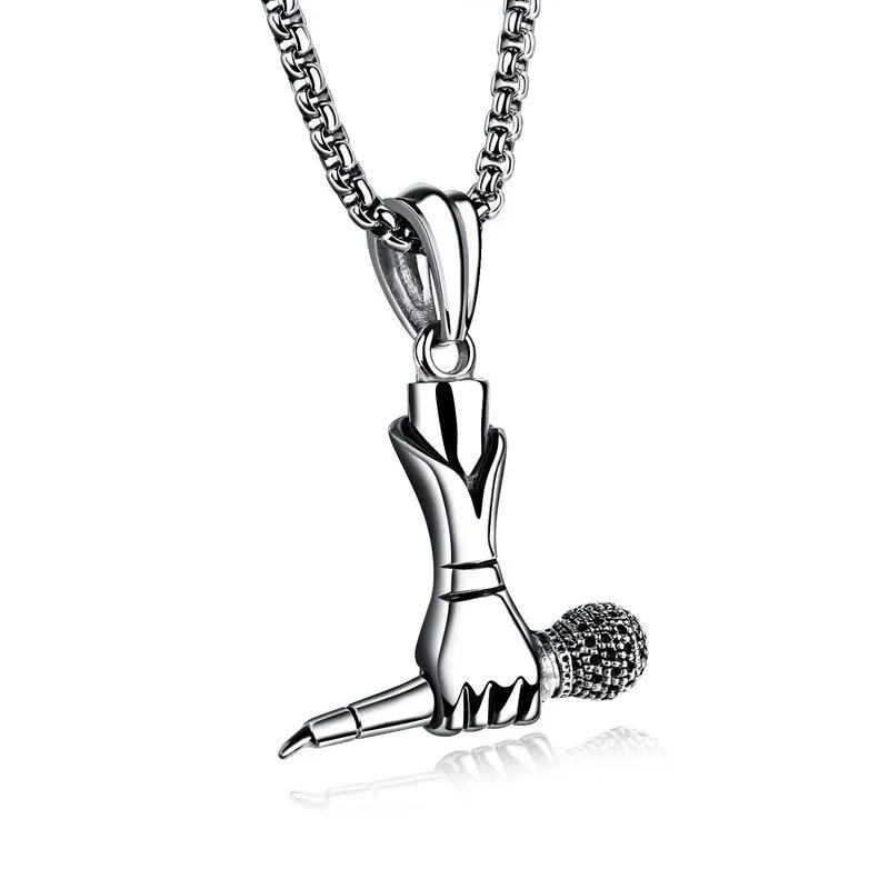Jewelry Wholesale 2023 Punk Creative Male And Female Singer Mini Microphone Rock Hip-Hop Necklace Personalised