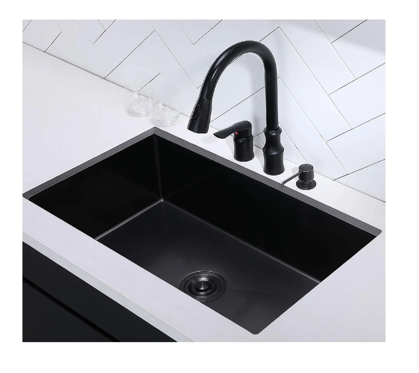 Adlone black finish sink Style Surface nano mount  27*17 pvd plating Sink Black kitchen sink
