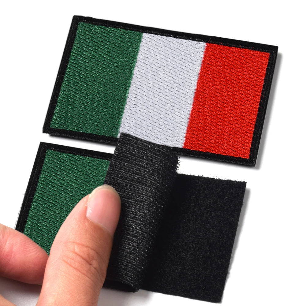 Custom set of 2 Italy flag Embroidery Hook and Loop Patches Armband Helmet Wholesale