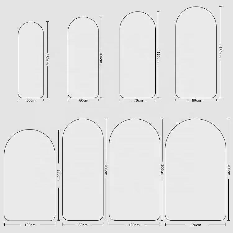 Modern Large Arched Aluminium Alloy Full-length Mirror Bedroom Dressing Mirror