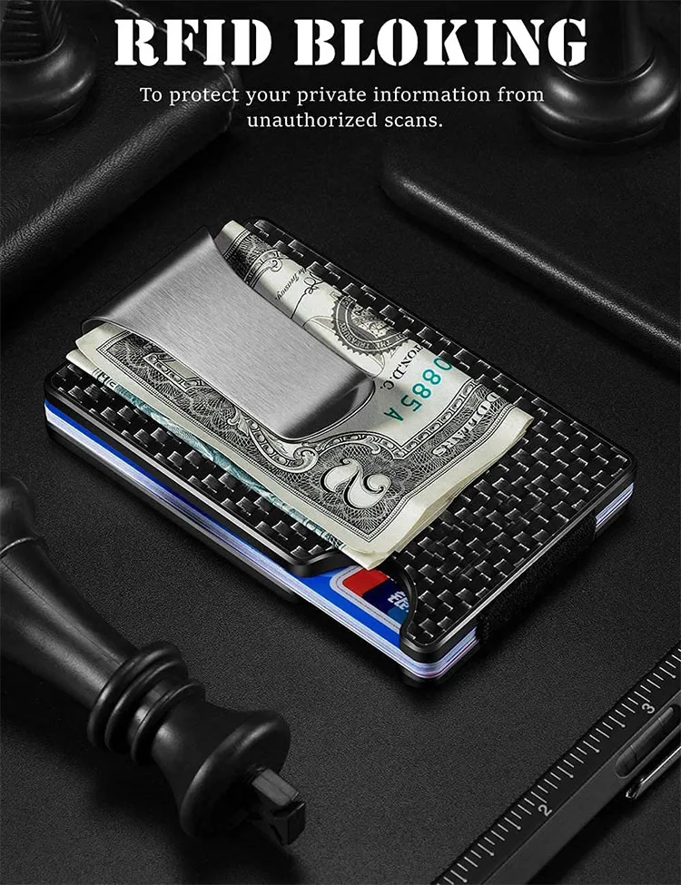  Держатель для кредитных карт с RFID-блокировкой Алюминиевый зажим денег логотипом под заказ кредитница из углеродного