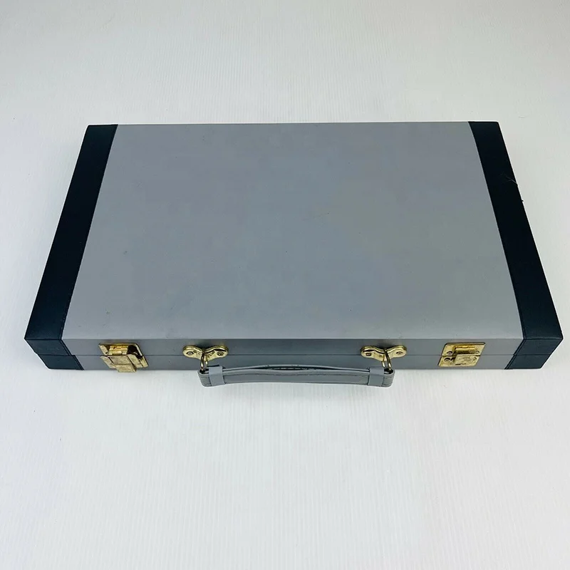 Deluxe 15-Inch Backgammon Set with Black Leatherette Case Stitched Chess Games Accessory