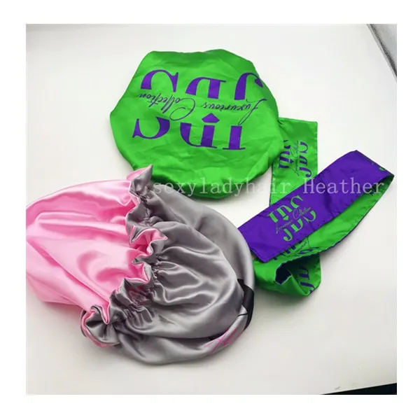 Wholesale High Quality double layer satin designer bonnet Silk Hair satin Bonnet mommy and me bonnets custom logo