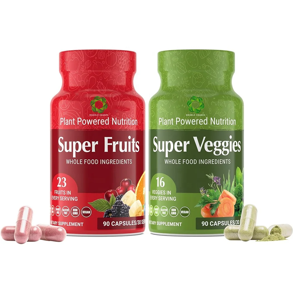 Organic Super Fruit Veggies Capsule Supplement Gluten/Gelatin Free For Vitamins supplement Vegan Reds Greens Superfood Capsules