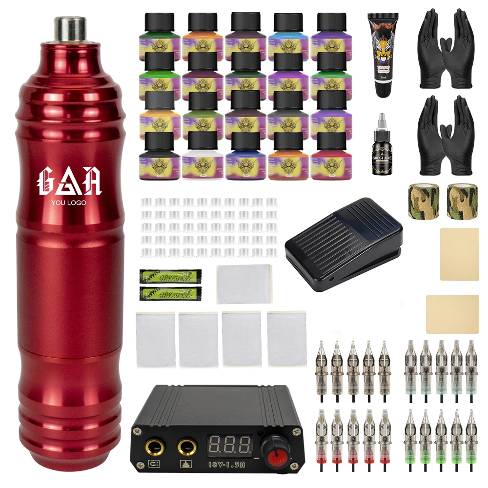 Ghostaxe Tattoo Machine Kits Professional Powerful Motor Tattoo Pen Set Permanent Makeup Machine for Body Art