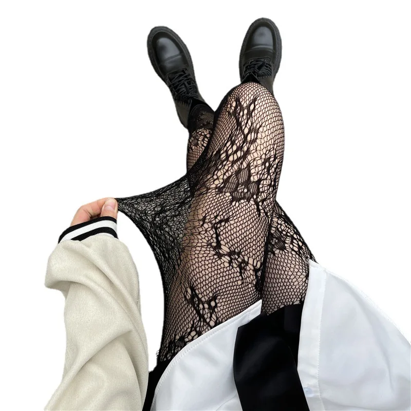 Fishnet Stockings Flower Vine Stockings Thin White Lace Flower Bow Moon Sexy Black Silk Pantyhose