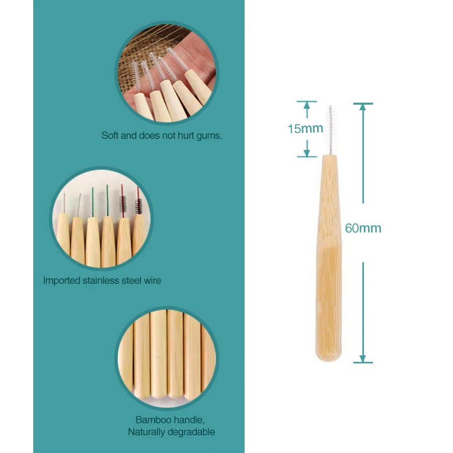 OEM Interdental Brushes Dental Floss Pick Orthodontic Slim Push-Pull Dental Teeth Brush Bamboo Interdental Brush Toothpick