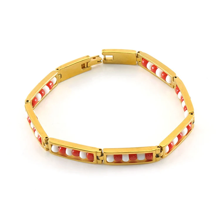 H015 Wholesale pulseiras pulsera mujer orula PVD 18K Gold Plated Stainless Steel Bijouterie Colorful beaded Bracelets for women