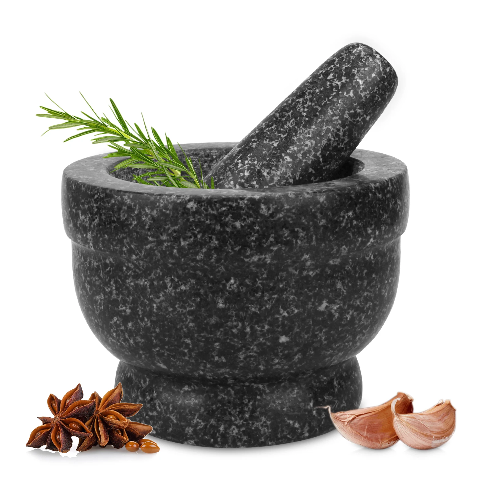 Heavy Duty Factory Granite Pestle And Mortar Natural Black Granite Stone Customized Small Large Mortar And Pestle for Kitchen
