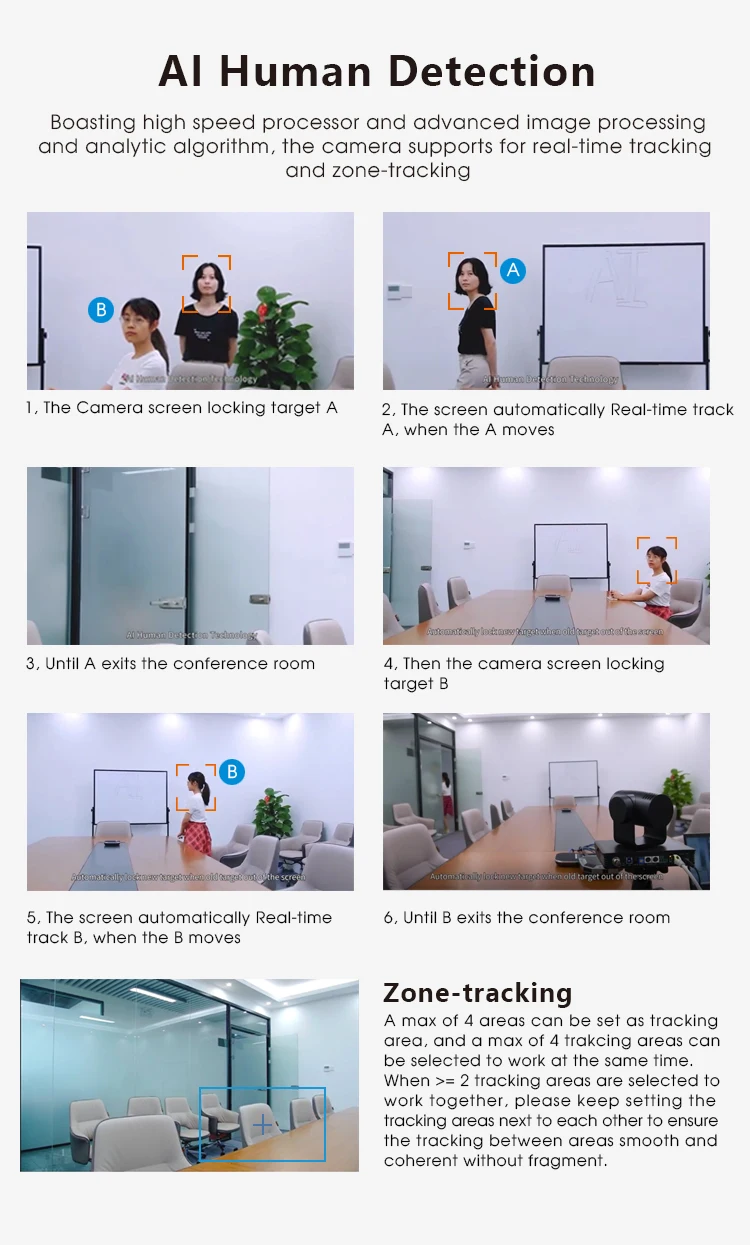 4K 12X AI Auo Tracking PTZ Camera USB3.0/SDI/IP/PoE Zoom Skype Teams UHD PTZ Camera for Video Conference and Church Streaming