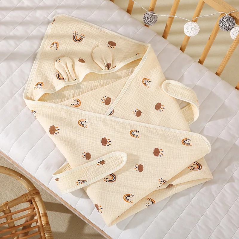 Toddler four layers pattern Blanket Bath Towel for Kids hoodie Blanket Newborn Towel Hoodie Swaddle Blankets With Cap For Kids