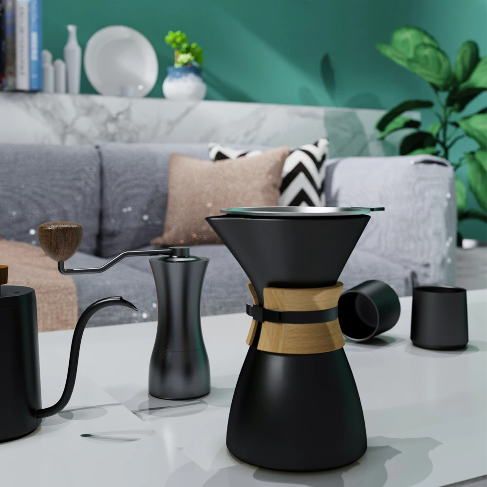 Wholesale 550ml ceramic coffee maker cafe filter pour over jug pourover drip ceramic coffee pot