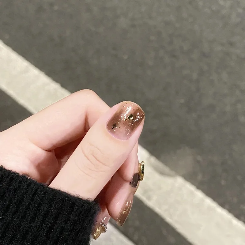 24PCS/Box Custom Logo White Line Gradient Fake French Nails Full Cover Luxury Acrylic Press On Nails With Glue