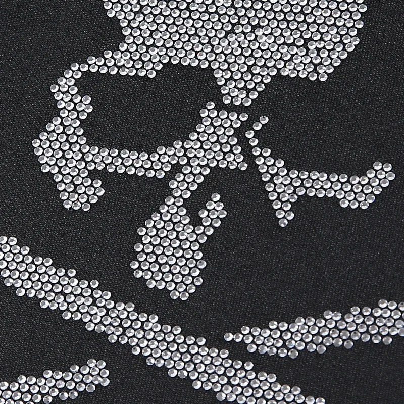 Famous Design Crystal Skull Rhinestone Brand Logo Heat Transfer Designer Hotfix Rhinestone Rivet silicone heat transfer