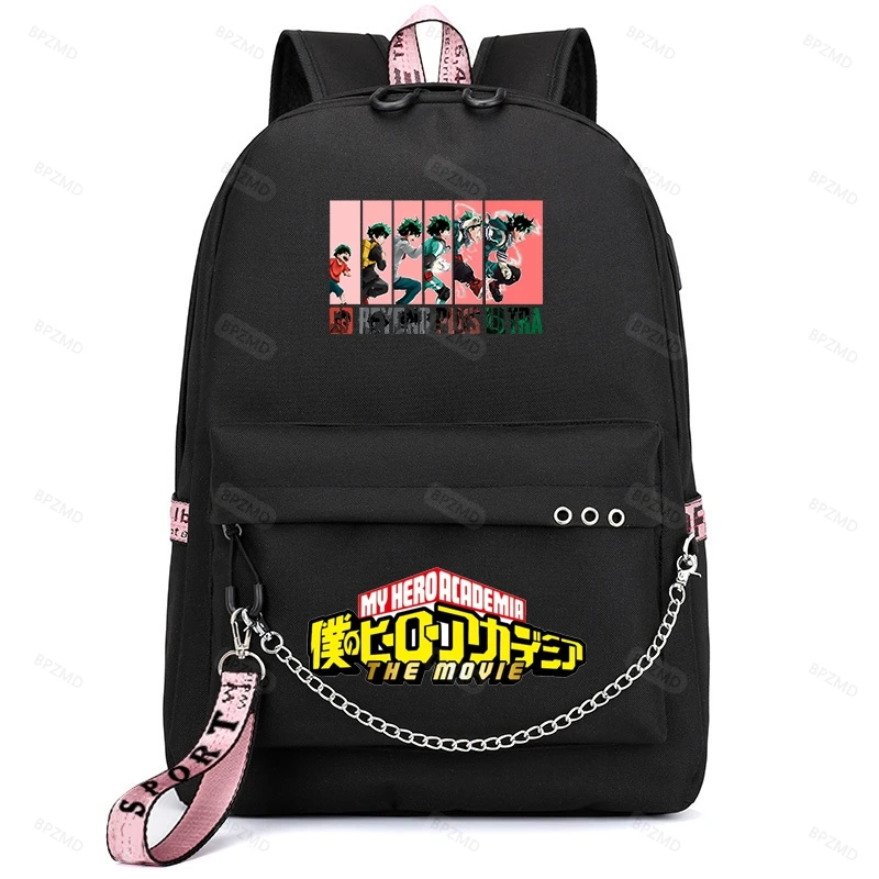 Anime My Hero Academia Student School Bags for Girls Female Laptop Handbag Large Capacity Backpack With USB Charging Travel Bags