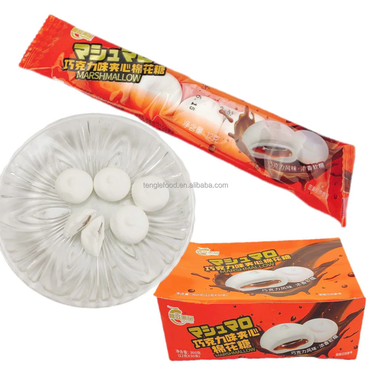Asian Snack marshmallow chocolate jam center filling marshmallow candy