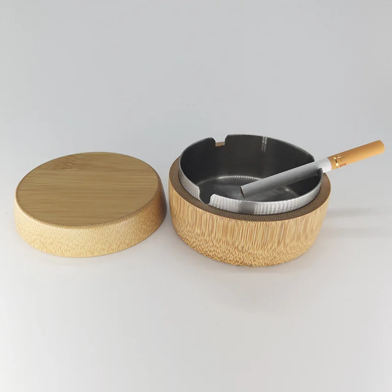 Customized Logo Wholesale Creative Bamboo Ashtra Fashion Simple Coffee Shop Ashtray