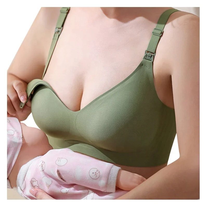 1032# Motherhood Breathable Seamless Pregnant Women Breastfeeding Bra Soft Nursing Bralette Anti-Bacterial Maternity Bra