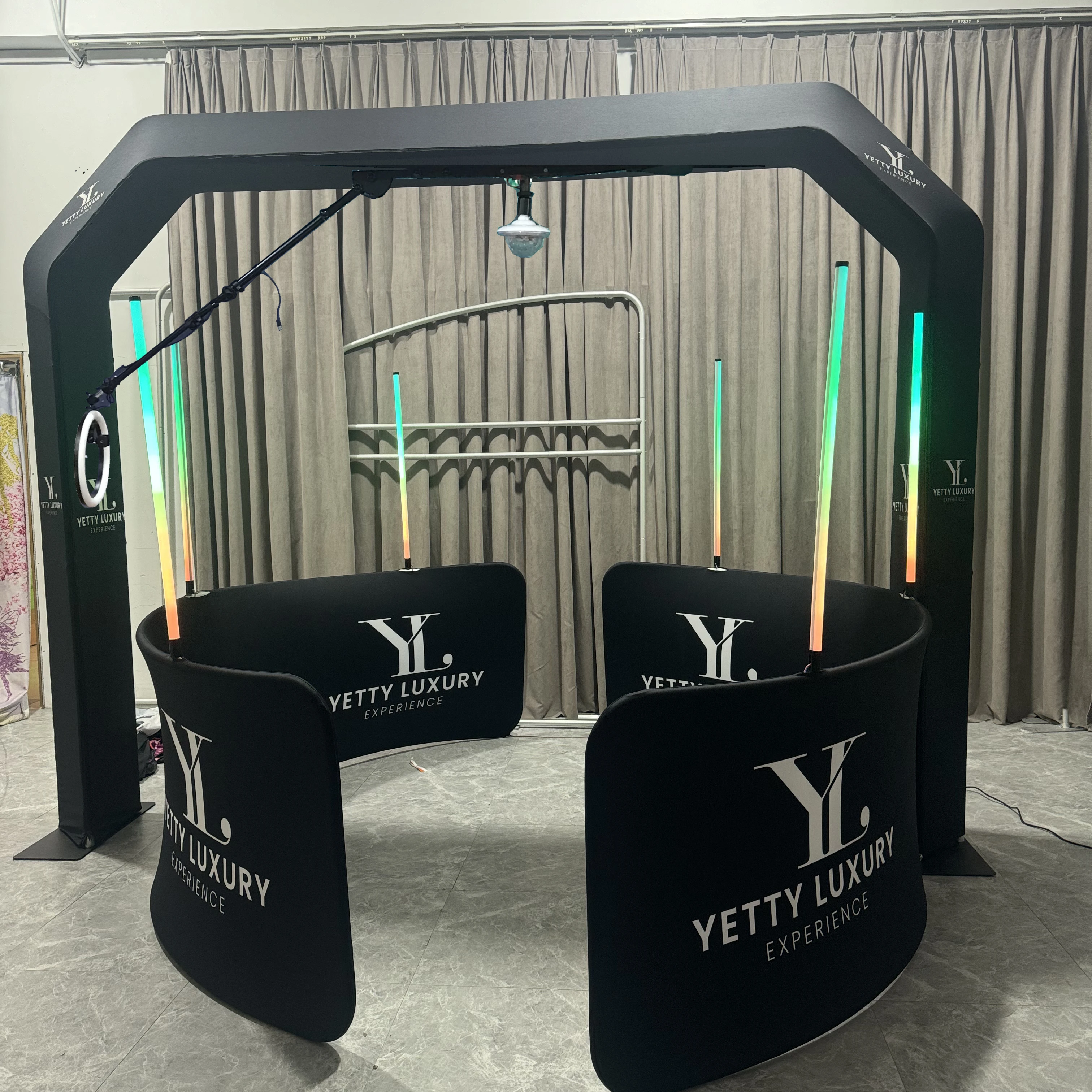 2024 Best Choice 360 Overhead Photo Booth iPad & Smartphone Compatible LED Lights for Video for Camera & SLR