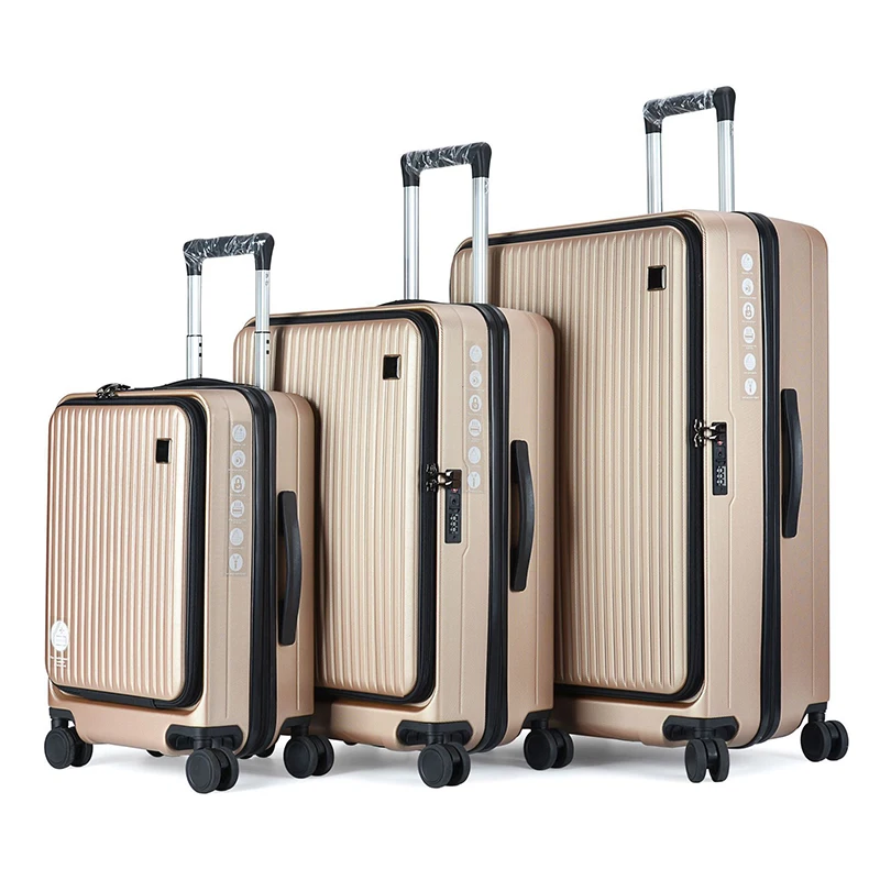 Luggage trolley bag front open fresh and simple 20/24/28 inch luxury travel luggage set luggage travel bags suitcase