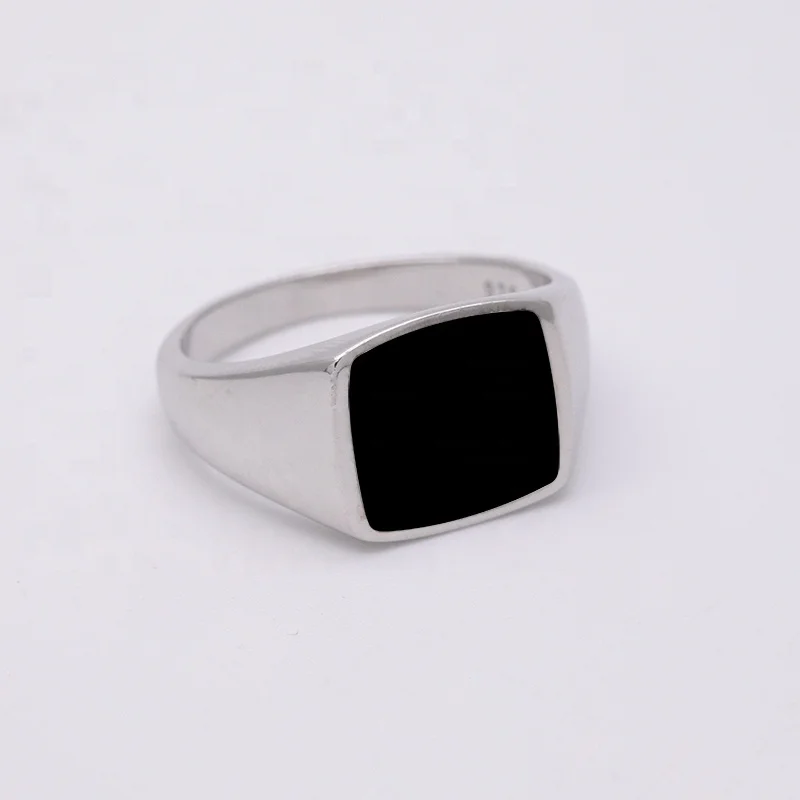 925 Sterling Silver Enamel Blank Signet Ring for Men and Women Custom