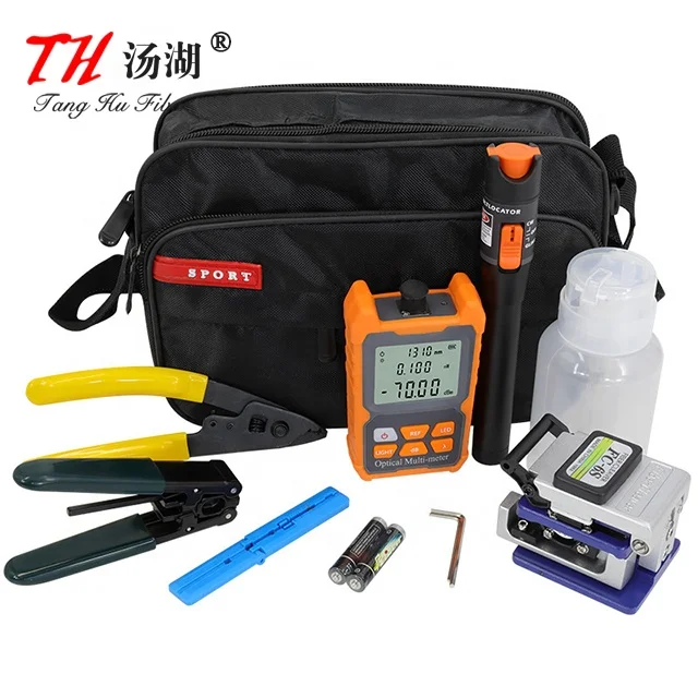 Mini Optic Fiber Power Meter FTTH Tool Kit Fiber Cleaver AUA-7S VCFS-33 OPM -70~+10dbm Visual Fault Locator Fiber Stripper 2 Kg