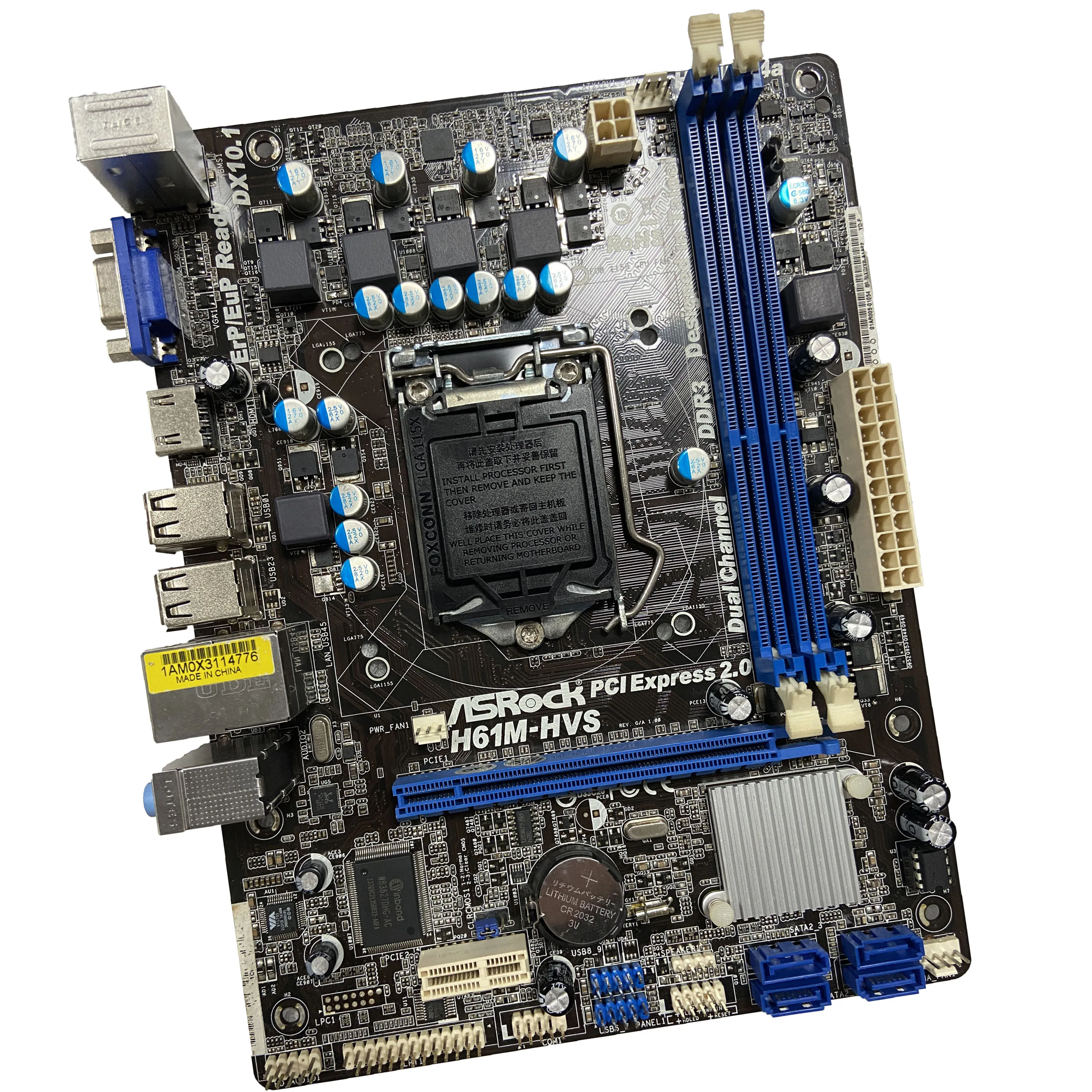 Motherboard H61M-HVS with Inter H61 LAG 1155 16GB DDR3 for desktop computer motherboard