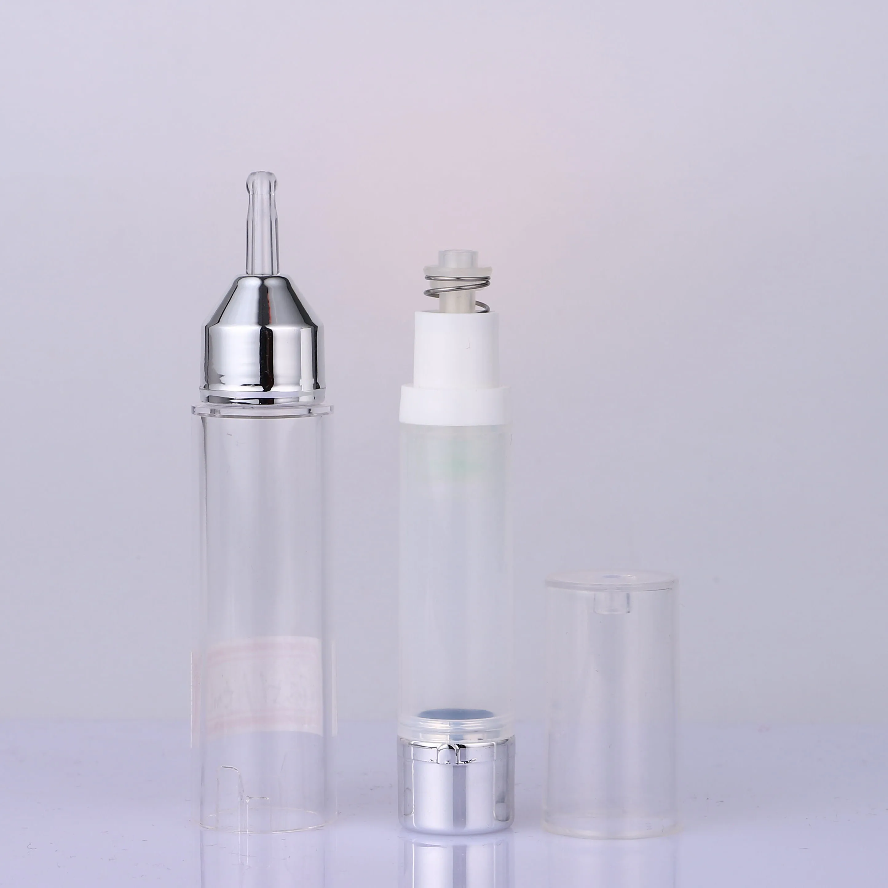 15ml Serum Syringe Packing Cosmetic Airless Pressure Pump Transparent Injection Bottle For Eye Cream
